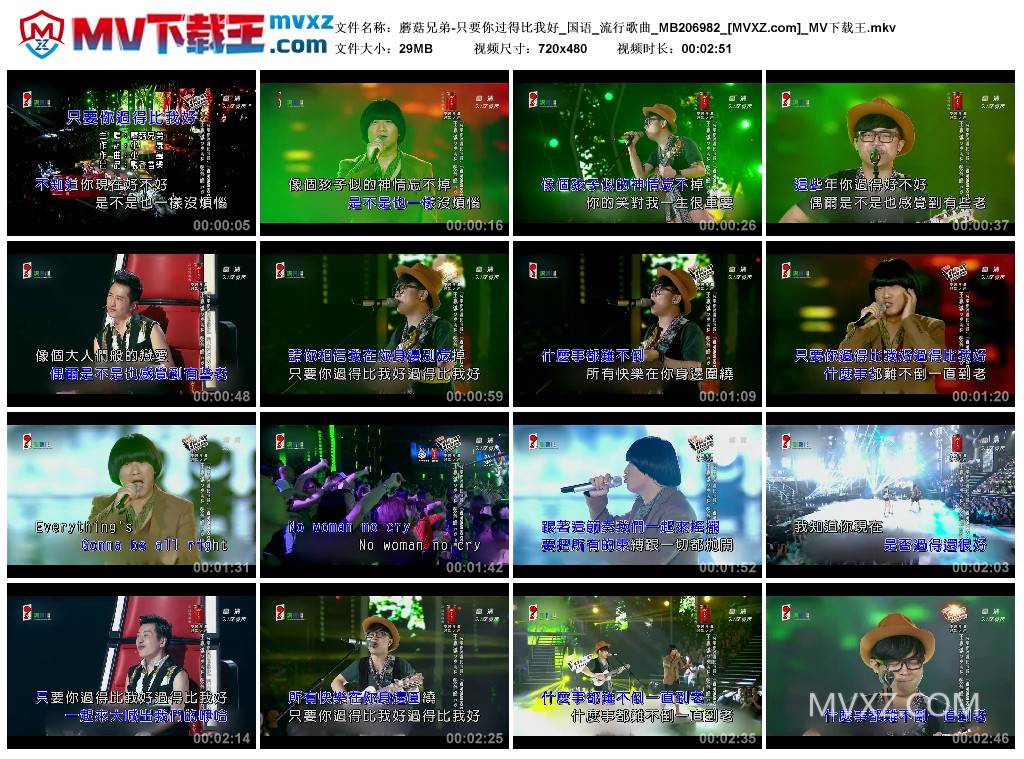 蘑菇兄弟-只要你过得比我好_国语_流行歌曲_MB206982